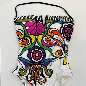 Trina Turk Size 12 Tie Back One Piece Swimsuit